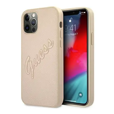 Guess GUHCP12LRSAVSLG hard silikonové pouzdro iPhone 12 Pro MAX 6,7" gold Saffiano Vintage Scrip