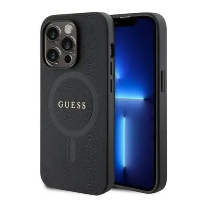 Guess hard silikonový obal iPhone 15 PRO 6.1" black Saffiano MagSafe