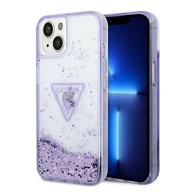 Guess GUHCP14MLFCTPU hard silikonové pouzdro iPhone 14 PLUS 6.7" purple Liquid Glitter Palm Coll