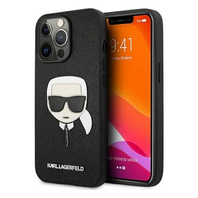 Karl Lagerfeld KLHCP13LSAKHBK hard silikonové pouzdro iPhone 13 / 13 Pro 6.1" black Saffiano Iko