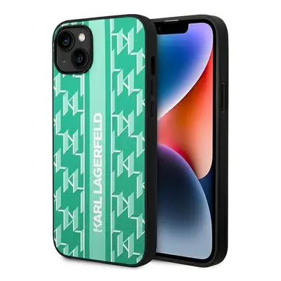 Karl Lagerfeld KLHCP14MPGKLSKN hard silikonové pouzdro iPhone 14 PLUS 6.7" green Monogram Stripe