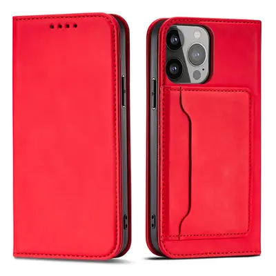 Magnet Card Case elegantní knížkové pouzdro s venkovní kapsou na Samsung Galaxy A23 5G Red