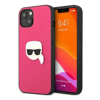 Karl Lagerfeld KLHCP13SPKMP hard silikonové pouzdro iPhone 13 Mini 5.4" pink Leather Ikonik Karl