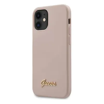 Guess GUHCP12SLSLMGLP hard silikonové pouzdro iPhone 12 Mini 5.4" light pink Silicone Script Gol