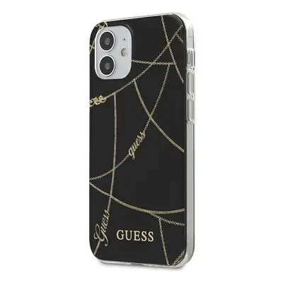 Guess GUHCP12SPCUCHBK hard silikonové pouzdro iPhone 12 Mini 5.4" black Gold Chain Collection