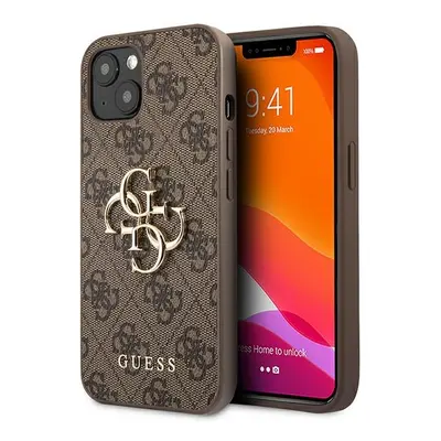 Guess GUHCP13M4GMGBR hard silikonové pouzdro iPhone 13 6.1" brown 4G Big Metal Logo