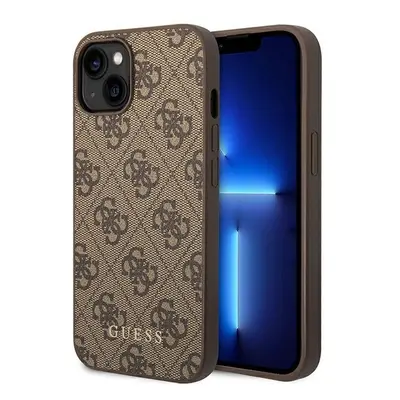 Guess GUHCP14SG4GFBR hard silikonové pouzdro iPhone 14 6.1" brown 4G Metal Gold Logo