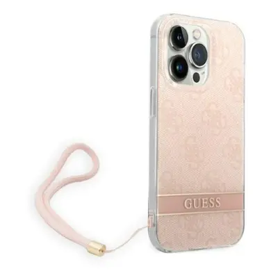 Guess GUOHCP14LH4STP hard silikonové pouzdro iPhone 14 PRO 6.1" pink 4G Print Strap