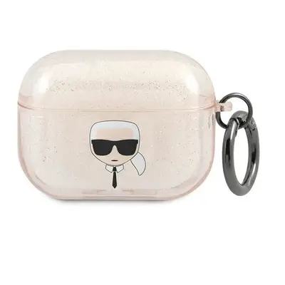 Karl Lagerfeld KLAPUKHGD pouzdro na AirPods PRO Gold glitter Karl`s head