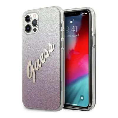 Guess GUHCP12MPCUGLSPI hard silikonové pouzdro iPhone 12 / 12 Pro 6,1" pink Glitter Gradient Scr