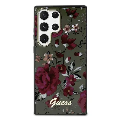 Guess GUHCS23LHCFWSA hard silikonové pouzdro Samsung Galaxy S23 ULTRA 5G khaki Flower Collection