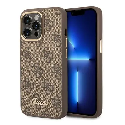 Guess GUHCP14XHG4SHW hard silikonové pouzdro iPhone 14 PRO MAX 6.7" brown 4G Vintage Gold Logo