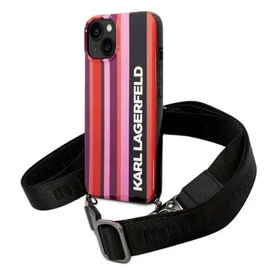 Karl Lagerfeld KLHCP14SSTSTP hard silikonové pouzdro iPhone 14 6.1" pink Color Stripes Strap