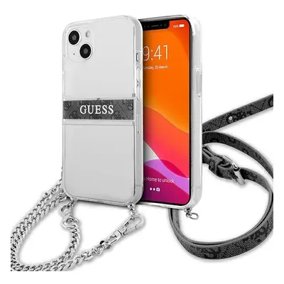 Guess GUHCP13SKC4GBSI hard silikonové pouzdro iPhone 13 Mini 5.4" transparent 4G Grey Strap Silv