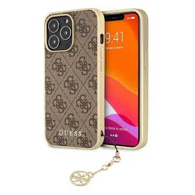 Guess GUHCP13LGF4GBR hard silikonové pouzdro iPhone 13 / 13 Pro 6.1" brown 4G Charms Collection