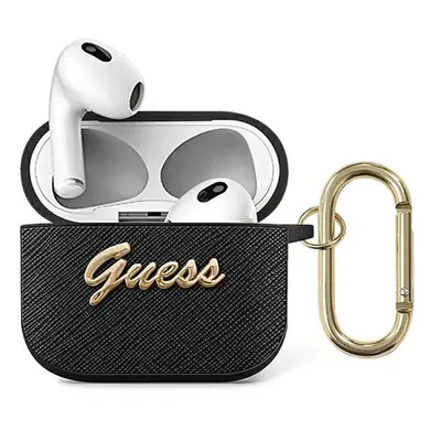 Guess GUA3SASMK pouzdro na AirPods 3. Generace black Saffiano Script Metal Collection