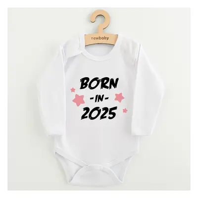 Dětské body s potiskem New Baby BORN IN 2025 pink