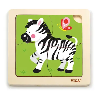 Dřevěné puzzle pro nejmenší Viga 4 ks Zebra