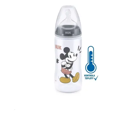 Kojenecká láhev na učení NUK Disney Mickey s kontrolou teploty 300 ml šedá