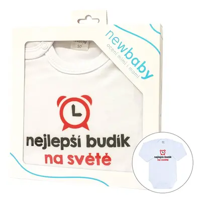 Body s potiskem New Baby nejlepší budík na světě - dárkové balení