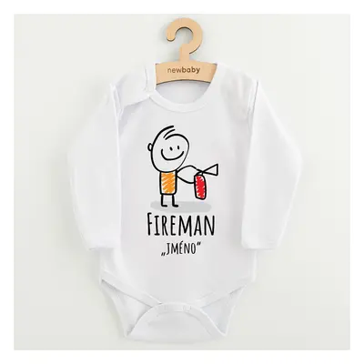 Dětské body s potiskem New Baby FIREMAN "se jménem dítěte"