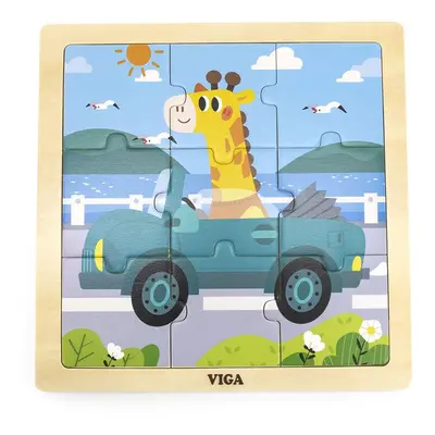 Dřevěné puzzle pro nejmenší Viga 9 ks Auto