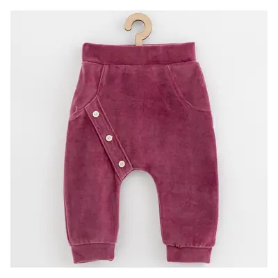 Kojenecké semiškové tepláčky New Baby Suede clothes růžovo fialová