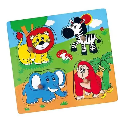 Dřevěné puzzle s úchyty pro nejmenší Viga ZOO