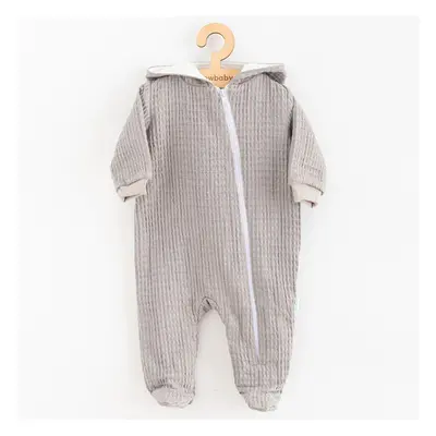 Kojenecký mušelínový overal s kapucí New Baby Comfort clothes šedá