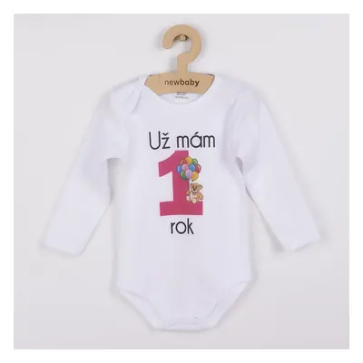 Body s potiskem New Baby Už mám 1 rok růžové