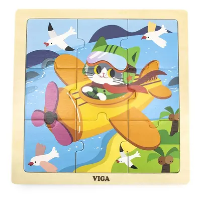 Dřevěné puzzle pro nejmenší Viga 9 ks Letadlo