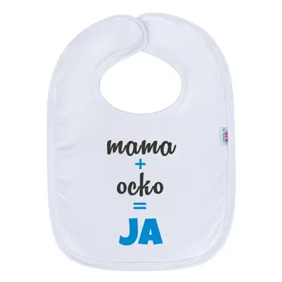 Kojenecký bavlněný bryndák New Baby mama+ocko=JA modrý