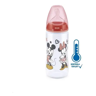 Kojenecká láhev na učení NUK Disney Mickey s kontrolou teploty 300 ml červená