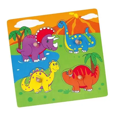 Dřevěné puzzle s úchyty pro nejmenší Viga Dino