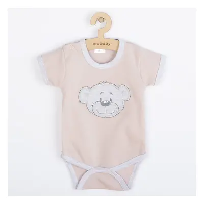 Kojenecké bavlněné body s krátkým rukávem New Baby BrumBrum old pink grey