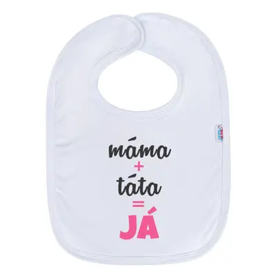 Kojenecký bavlněný bryndák New Baby máma+táta=JÁ růžový