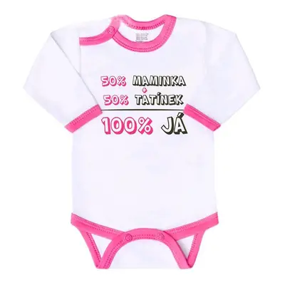 Body s potiskem New Baby 50% MAMINKA + 50% TATÍNEK - 100% JÁ růžové