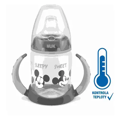 Kojenecká láhev na učení NUK Disney Mickey s kontrolou teploty 150 ml šedá