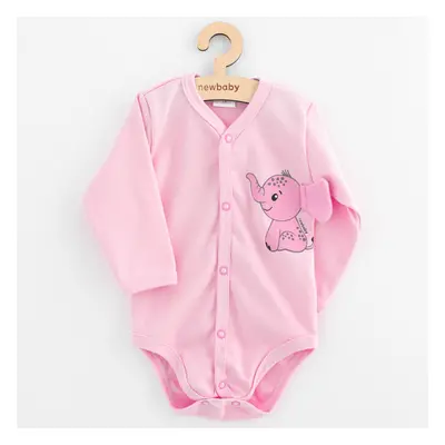 Kojenecké celorozepínací body s dlouhým rukávem New Baby Happy Elephant pink