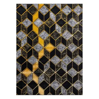 Kusový koberec Gloss 400B 86 3D geometric black/gold