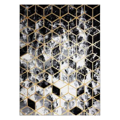 Kusový koberec Gloss 409A 82 3D cubes black/gold/grey