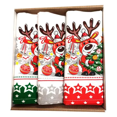 CHRISTMAS DEER kuchyňské utěrky 3ks CHRISTMAS DEER kuchyňské utěrky 3ks - 40x60 cm