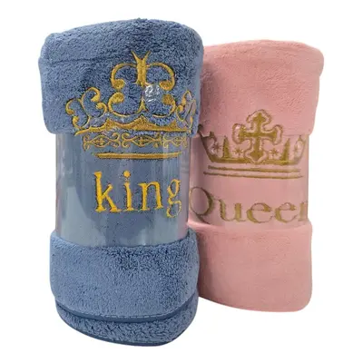 Rychleschnoucí osuška KING AND QUEEN BLUE and PINK 70x140 cm 2 ks Rychleschnoucí osuška KING AND