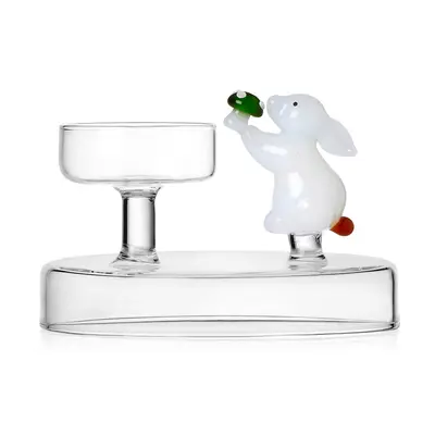 Ichendorf Milano designové svícny Alice Tealight White Rabbit with Green Mushroom