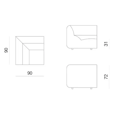 Prostoria designové sedačky Layout Sofa Corner Seat S