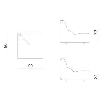 Prostoria designové sedačky Layout Sofa Outercorner Seat S