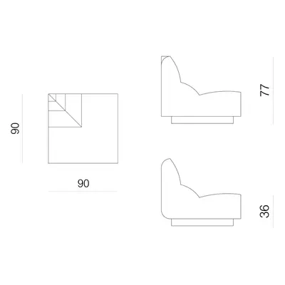 Prostoria designové sedačky Layout Sofa Outercorner Seat M