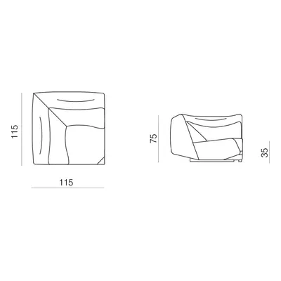 Prostoria designové sedačky Absent Sofa Corner Seat S Low Backrest