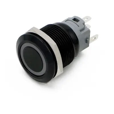 Spínač kovový s aretací, černý, průměr 21mm, IP65 Bílá 110-220 V AC