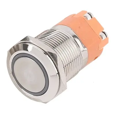 Spínač kovový s aretací, stříbrný, průměr 22mm, 20A, IP65 Žlutá 110-220V AC